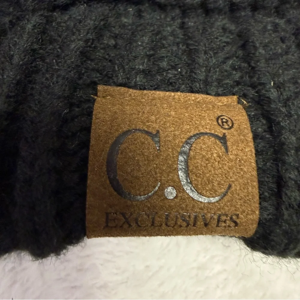 C.C Knit Beanie Set - Teal and Black